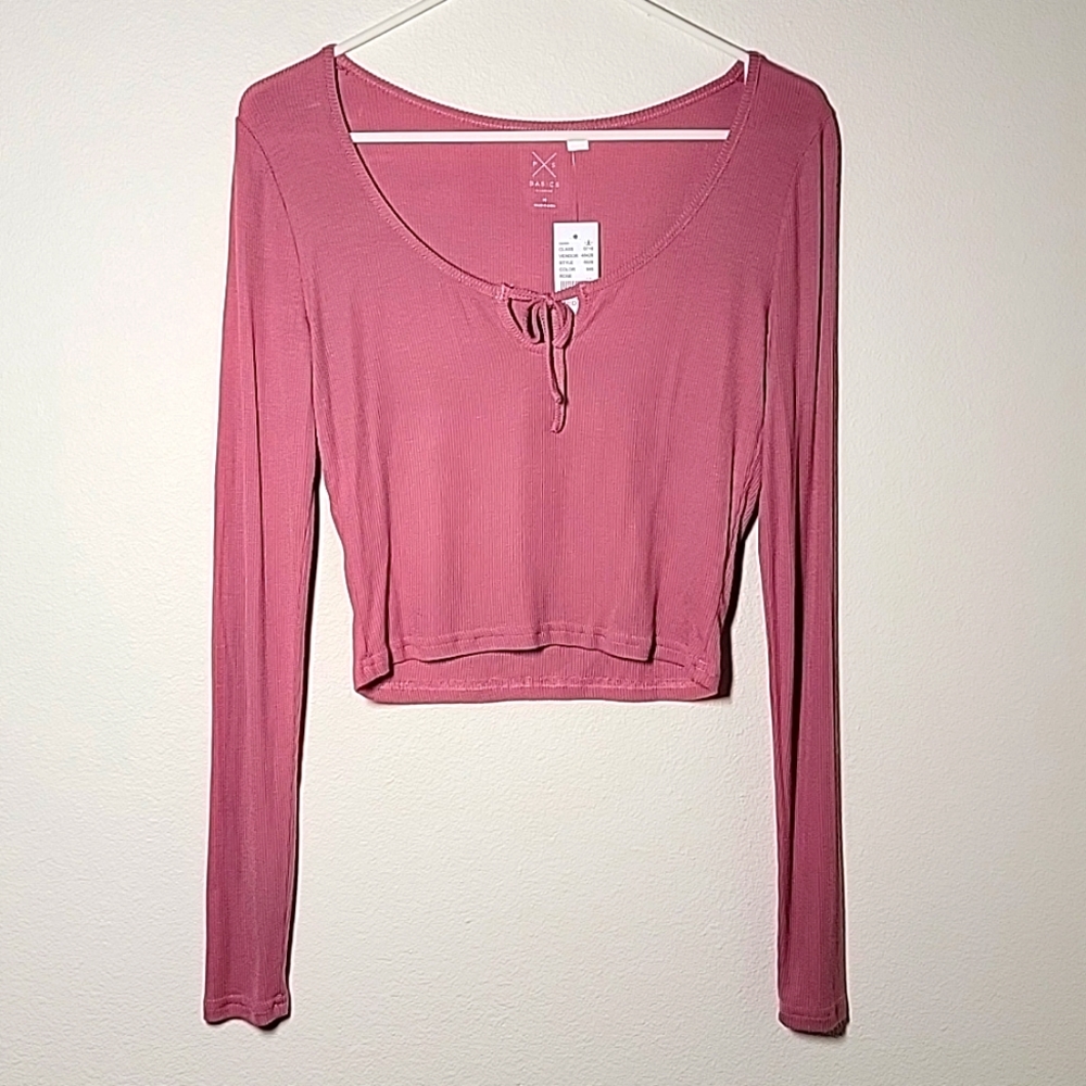 PacSun Mauve Pink Long Sleeve Crop Top